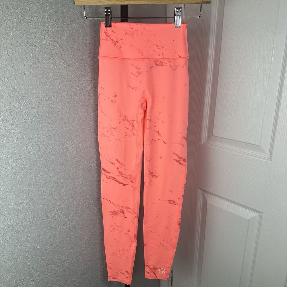 Bombshell Sportswear Coral Marble Scrunch Butt Leggings Sz Small Bodybuilder Gym - Picture 3 of 14